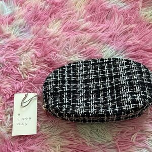 A New Day Black and White Tweed Cosmetic Bag